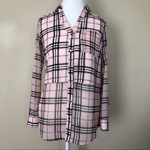 Candies Pink & Black Checkered Blouse